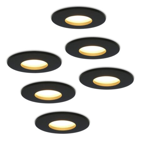 Set van 6 Porto - LED Inbouwspots - 4 Watt 345 lumen - 2700K Warm wit - GU10 - Dimbaar - Rond - IP44 voor badkamer