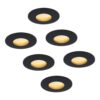 Set van 6 Porto - LED platte inbouwspots met lage inbouwdiepte 60mm - 6 Watt 570 Lumen - 2700K Warm wit - GU10 LED Module - Dimbaar - Rond - IP44 voor badkamer