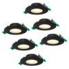 Set van 6 Prado dimbare LED Inbouwspots - 6 watt 570 lumen - CCT instelbare lichtkleur 2700K/4000K/6000K - Lage inbouwdiepte 25 mm - Rond - IP44 voor binnen en buiten - Zwart | HOFTRONIC