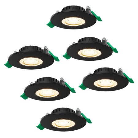 Set van 6 Prado dimbare LED Inbouwspots - 6 watt 570 lumen - CCT instelbare lichtkleur 2700K/4000K/6000K - Lage inbouwdiepte 25 mm - Rond - IP44 voor binnen en buiten - Zwart | HOFTRONIC