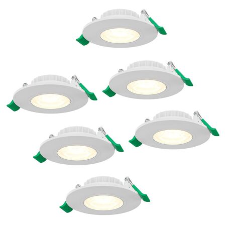 Set van 6 Prado dimbare LED Inbouwspots - 6 watt 570 lumen - CCT instelbare lichtkleur 2700K/4000K/6000K - Lage inbouwdiepte 25 mm - rond - IP44 voor binnen en buiten - Wit | HOFTRONIC