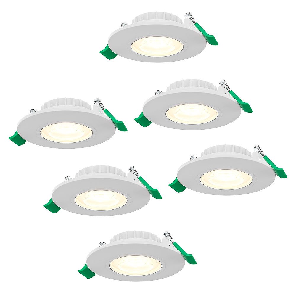 Set van 6 Prado dimbare LED Inbouwspots - 6 watt 570 lumen - CCT instelbare lichtkleur 2700K/4000K/6000K - Lage inbouwdiepte 25 mm - rond - IP44 voor binnen en buiten - Wit | HOFTRONIC