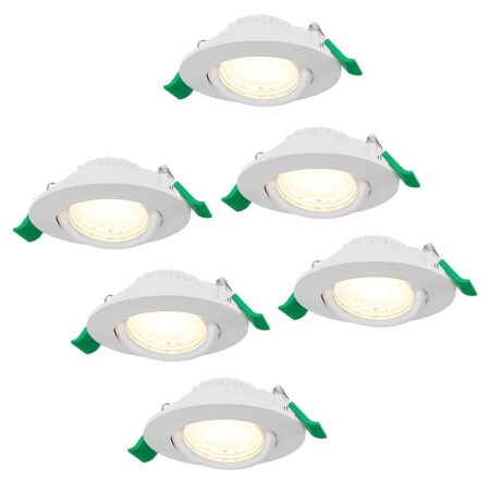 Set van 6 Prado dimbare LED-inbouwspots - 6 watt 570 lumen - CCT instelbare lichtkleur 2700K/4000K/6000K - lage inbouwdiepte 25 mm - rond - IP20 voor gebruik binnenshuis - Wit | HOFTRONIC