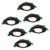 Set van 6 Prado dimbare LED-inbouwspots - 6 watt 570 lumen - CCT instelbare lichtkleur 2700K/4000K/6000K - lage inbouwdiepte 25 mm - rond - IP20 voor gebruik binnenshuis - Zwart | HOFTRONIC
