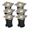 Set van 6 Ramsay LED Grondspot - Dimbaar - Vierkant - GU10 - 4 Watt 345 Lumen - 4000K neutraal wit - RVS - IP67 waterdicht - Tuinspot - Oprit | HOFTRONIC