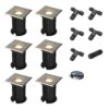 Set van 6 Ramsay LED Grondspot - Dimbaar - Vierkant - GU10 - 4W 345lm - 4000K neutraal wit - RVS - IP67 waterdicht - Tuinspot - Oprit - Inclusief installatiemateriaal (Kabel & connector) | HOFTRONIC