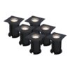 Set van 6 Ramsay LED Grondspots - Vierkant - Dimbaar - GU10 - 4000K neutraal wit - 4 Watt 345 Lumen - Tuinspot - Zwart - IP67 waterdicht - Overrijdbaar voor de Oprit