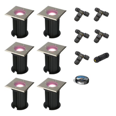 Set van 6 Ramsay Smart Grondspots buiten - Vierkant - 5