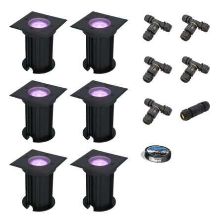 Set van 6 Ramsay Smart Grondspots buiten - Vierkant - 5