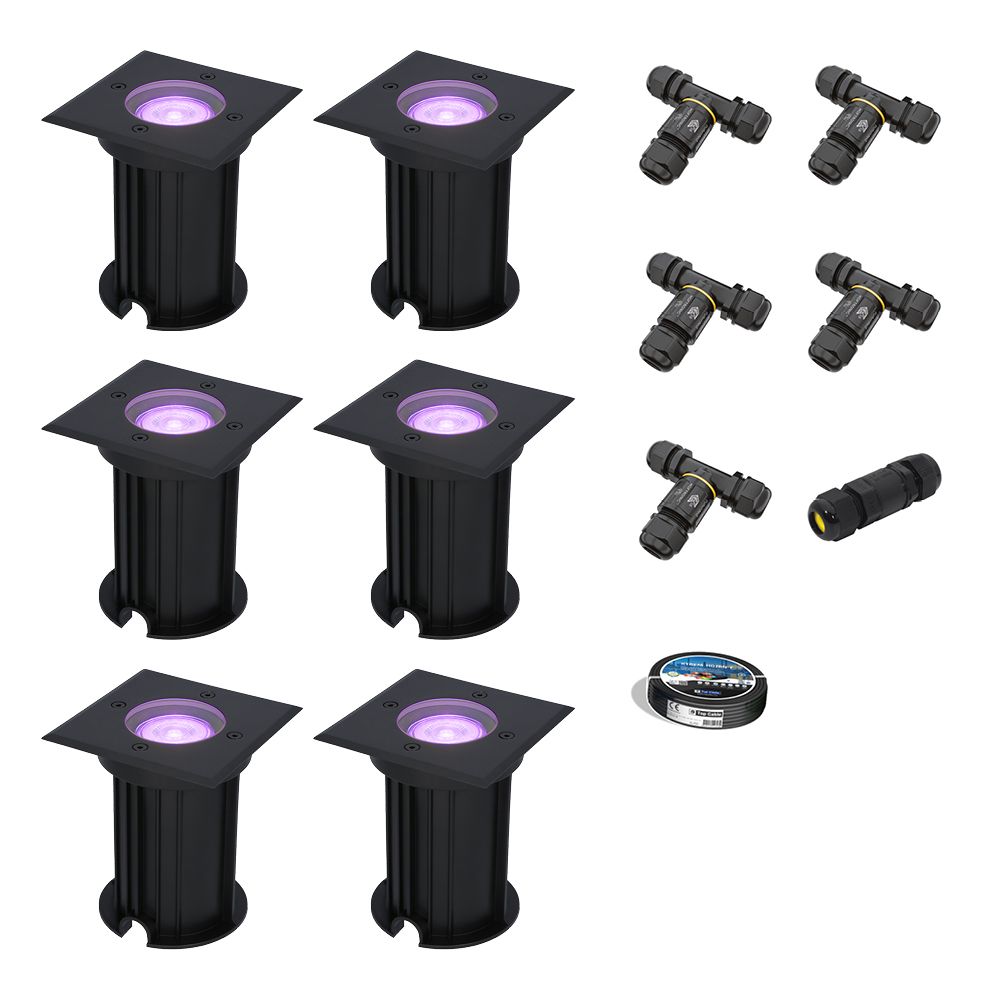 Set van 6 Ramsay Smart Grondspots buiten - Vierkant - 5