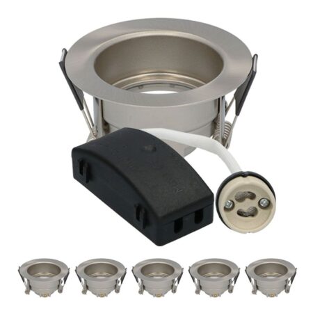 Set van 6 Rio - LED Inbouwspots - Armatuur - Diameter 85mm - GU10 Fitting incl. lamphouder - IP65 voor badkamer en buiten - Rond - RVS | HOFTRONIC