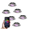 Set van 6 Rome smart inbouwspots - IP44 Waterdicht - 6 Watt 480 lumen - Kantelbaar - Lage inbouwdiepte 27mm - Wifi + Bluetooth - RGBWW - Google Home