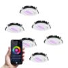 Set van 6 Rome smart inbouwspots - IP44 Waterdicht - 6 Watt 480 lumen - Kantelbaar - Lage inbouwdiepte 27mm - Wifi + Bluetooth - RGBWW - Google Home