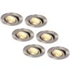 Set van 6 Salerno LED inbouwspots - 8W 650 lumen - 2700K warm wit - Dimbaar - Rond - Kantelbaar - IP44 waterdicht - RVS - Voor binnen