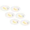 Set van 6 Salerno LED inbouwspots - 8W 650 lumen - 2700K warm wit - Dimbaar - Rond - Kantelbaar - IP44 waterdicht - Wit - Voor binnen