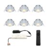 Set van 6 Sienna LED Mini Inbouwspots met trafo - 12 Volt 3 Watt 200 lumen - Dimbaar - Kantelbaar - Plat 30mm - 2700K - IP44 waterdicht - RVS | HOFTRONIC