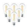 Set van 6 Smart E27 LED Filament Lamp - 7 Watt 806 lumen - ST64 Helder - 1800-3000K - Dimbaar - Edison lamp | HOFTRONIC