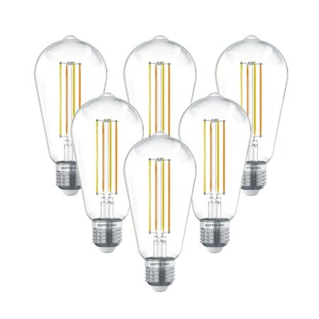 Set van 6 Smart E27 LED Filament Lamp - 7 Watt 806 lumen - ST64 Helder - 1800-3000K - Dimbaar - Edison lamp | HOFTRONIC