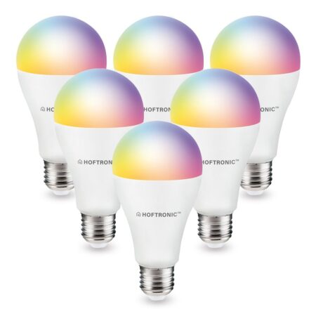 Set van 6 Smart E27 lampen - A65 vorm - 14 Watt 1400 lumen - RGBWW - Wifi & Bluetooth - Bestuurbaar via app - Google Home