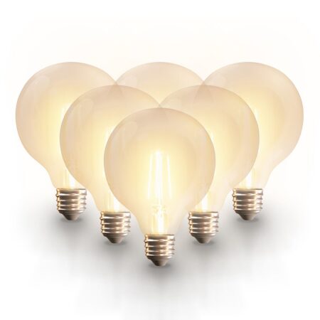 Set van 6 Smart filament lampen - G125 bolvorm - E27 - 7 Watt 806 lumen - CCT White Ambience - Wifi & Bluetooth - Bestuurbaar via app - Google Home