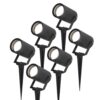 Set van 6 Spikey LED prikspots - GU10 4 Watt 345 Lumen - Dimbaar - Kantelbaar - 6500K daglicht wit - IP64 Waterdicht - Zwart - Tuinspots - Pinspots | HOFTRONIC
