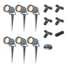 Set van 6 Spikey LED prikspots - GU10 4 Watt 345 lumen - Dimbaar - Kantelbaar - 2700K warm wit - IP65 Waterdicht - Antraciet - Tuinspots - Pinspots - Inclusief installatiemateriaal (Kabel & connector) | HOFTRONIC