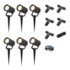Set van 6 Spikey LED prikspots - GU10 4 Watt 345 lumen - Dimbaar - Kantelbaar - 2700K warm wit - IP65 Waterdicht - Zwart - Tuinspots - Pinspots - Inclusief installatiemateriaal (Kabel & connector) | HOFTRONIC