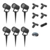 Set van 6 Spikey LED prikspots - GU10 Fitting - Dimbaar - Wandspot - IP65 voor binnen en buiten - Grondspies - Zwart | HOFTRONIC