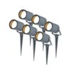 Set van 6 Spikey dimbare LED prikspots - excl. GU10 - Wandspot - IP65 voor binnen en buiten - Grondspies - Antraciet | HOFTRONIC