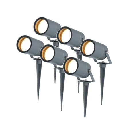 Set van 6 Spikey dimbare LED prikspots - excl. GU10 - Wandspot - IP65 voor binnen en buiten - Grondspies - Antraciet | HOFTRONIC