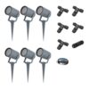 Set van 6 Spikey dimbare LED prikspots - excl. GU10 - Wandspot - IP65 voor binnen en buiten - Grondspies - Antraciet | HOFTRONIC
