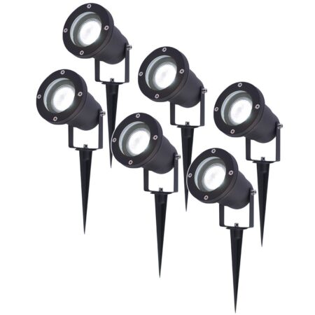 Set van 6 Sydney LED prikspots - Dimbaar - Kantelbaar - GU10 4 Watt 345 Lumen - 6500K daglicht wit - IP64 Waterdicht - Zwart | HOFTRONIC