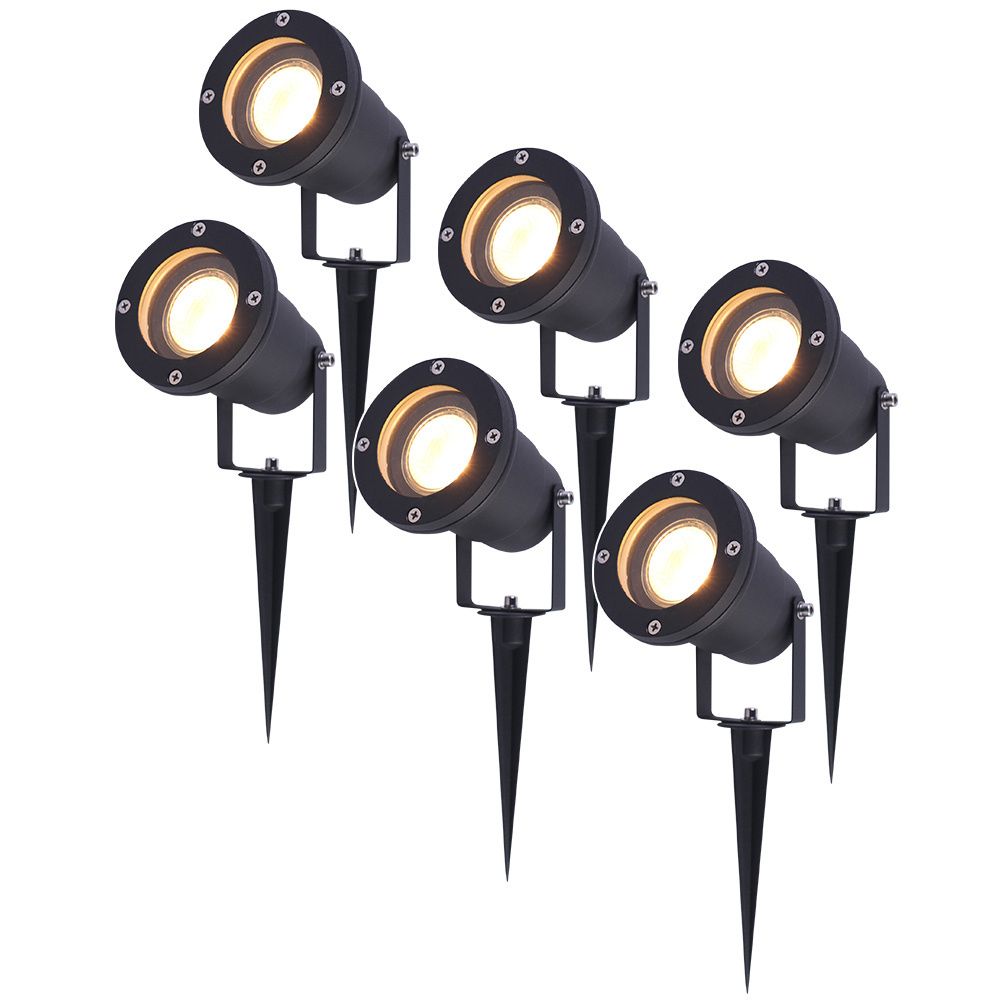 Set van 6 Sydney LED prikspots - Dimbaar - Kantelbaar - GU10 4 Watt 345 lumen - 2700K warm wit - IP65 Waterdicht - Zwart | HOFTRONIC