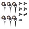 Set van 6 Sydney LED prikspots - Dimbaar - Kantelbaar - GU10 4 Watt 345 lumen - 2700K warm wit - IP65 Waterdicht - Zwart - Inclusief installatiemateriaal (Kabel & connector) | HOFTRONIC