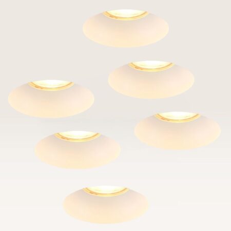 Set van 6 Trimless Inbouwspots Junaro bianco - Inbouwdiepte 100mm - GU10-fitting - IP20 voor binnen - Wit - Met doorlusbedrading | LUSENZ