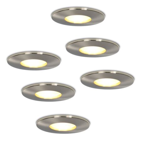 Set van 6 Vegas - LED Inbouwspots - 4 Watt 345 lumen - 2700K Warm wit - GU10 - Dimbaar - Rond - IP44 voor badkamer