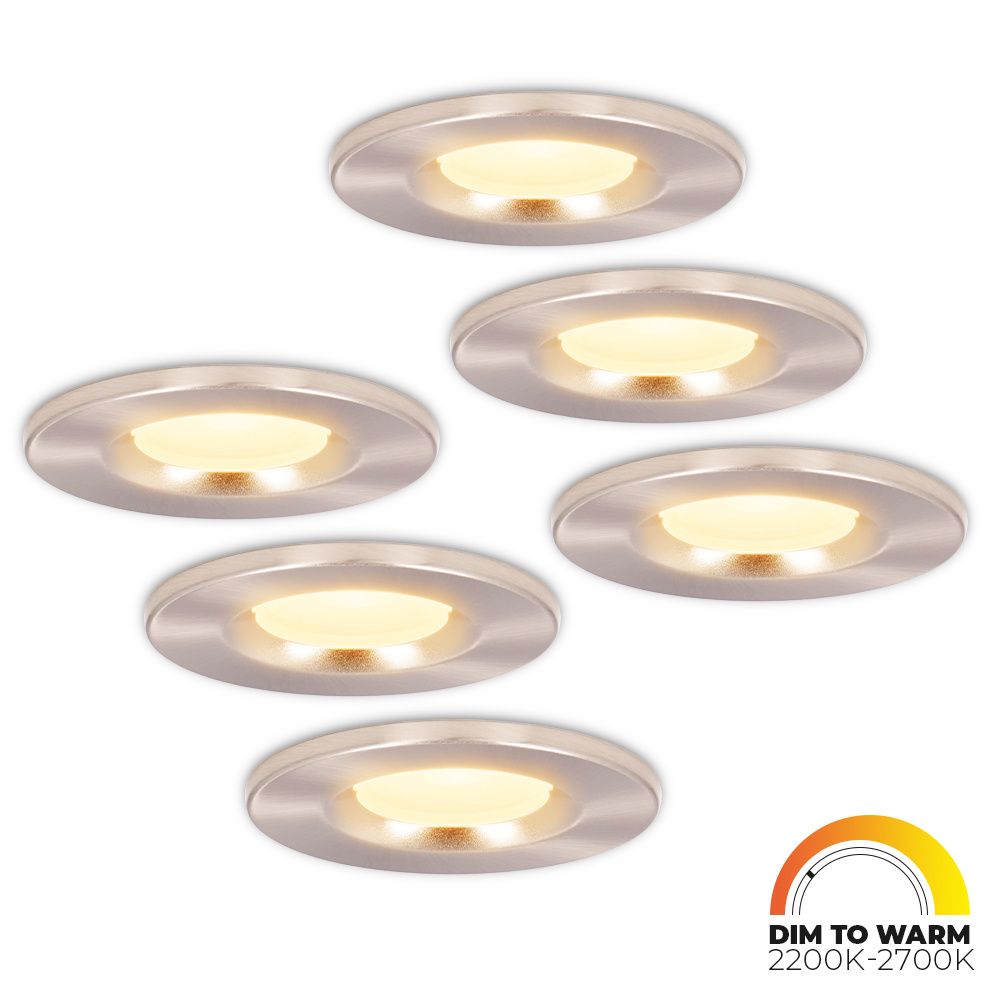 Set van 6 Venezia LED inbouwspots - 6 Watt 460lm - Dim to warm - Rond - Dimbaar - IP65 waterdicht - RVS - Voor binnen