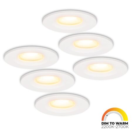 Set van 6 Venezia LED inbouwspots - 6 Watt 460lm - Dim to warm - Rond - Dimbaar - IP65 waterdicht - Wit - Voor binnen