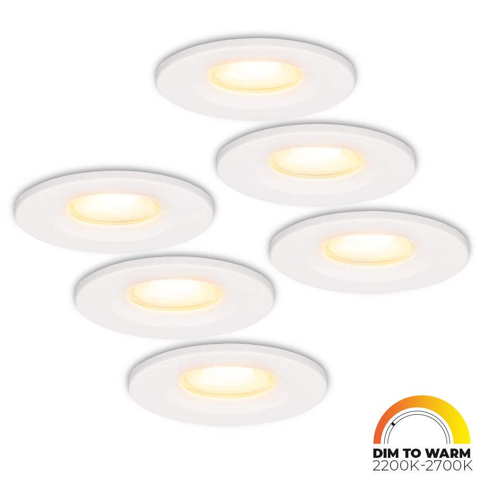Set van 6 Venezia LED inbouwspots - 6 Watt 460lm - Dim to warm - Rond - Dimbaar - IP65 waterdicht - Wit - Voor binnen