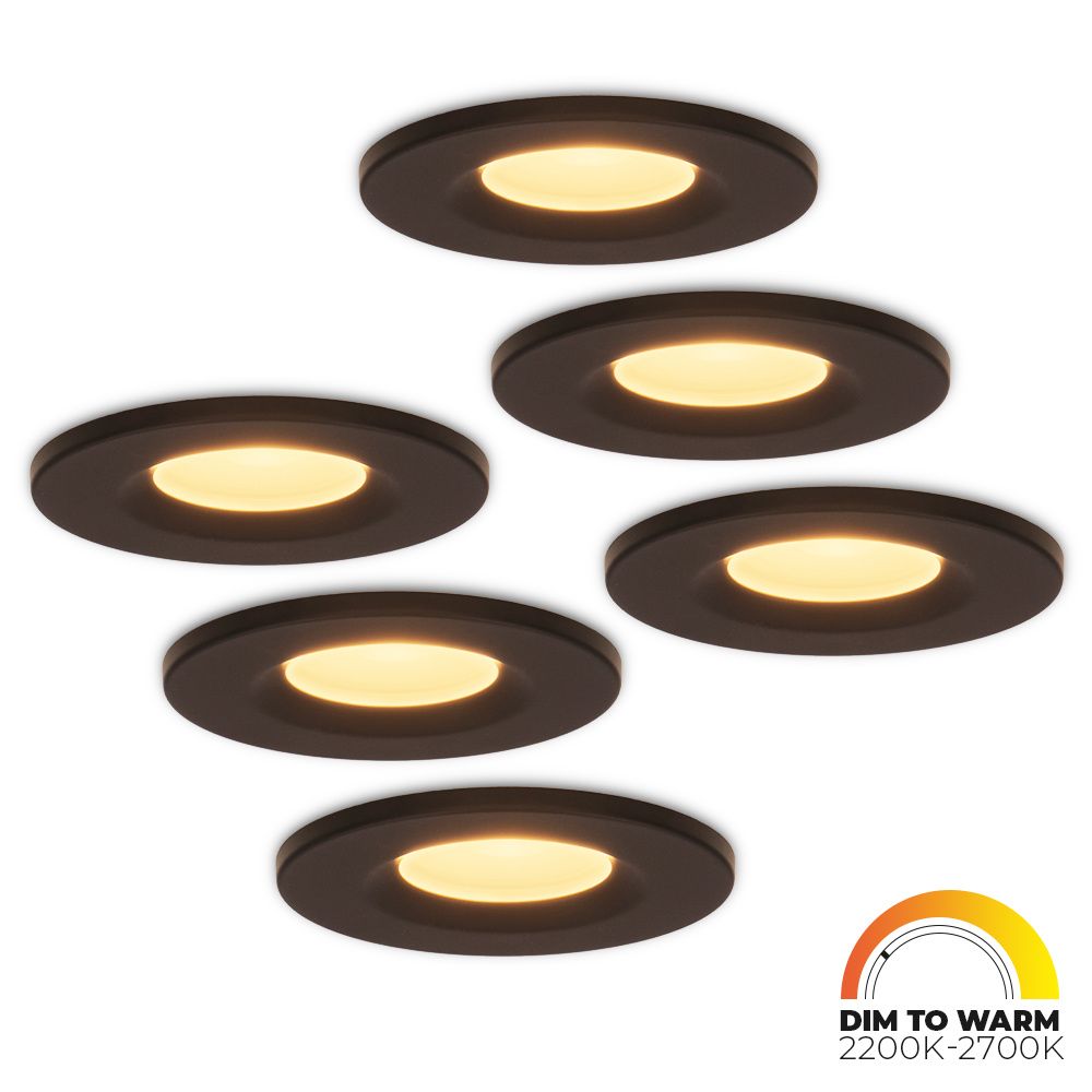 Set van 6 Venezia LED inbouwspots - 6 Watt 460lm - Dim to warm - Rond - Dimbaar - IP65 waterdicht - Zwart - Voor binnen
