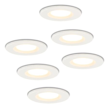 Set van 6 Venezia LED inbouwspots - 6 Watt 650 lumen - 2700K warm wit - Dimbaar - Rond - IP65 waterdicht - Wit - Voor binnen