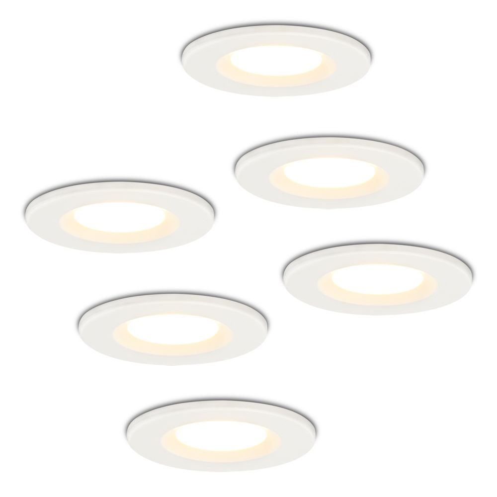 Set van 6 Venezia LED inbouwspots - 6 Watt 650 lumen - 2700K warm wit - Dimbaar - Rond - IP65 waterdicht - Wit - Voor binnen