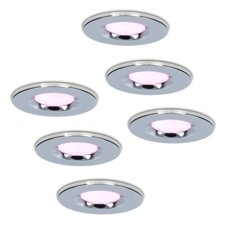 Set van 6 Venezia Smart inbouwspots - IP65 waterdicht - 6 Watt 450 lumen - Wifi + Bluetooth - RGBWW - Google Home