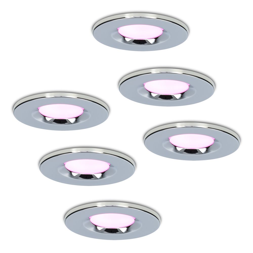 Set van 6 Venezia Smart inbouwspots - IP65 waterdicht - 6 Watt 450 lumen - Wifi + Bluetooth - RGBWW - Google Home