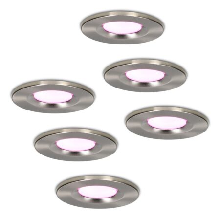 Set van 6 Venezia Smart inbouwspots - IP65 waterdicht - 6 Watt 450 lumen - Wifi + Bluetooth - RGBWW - Google Home