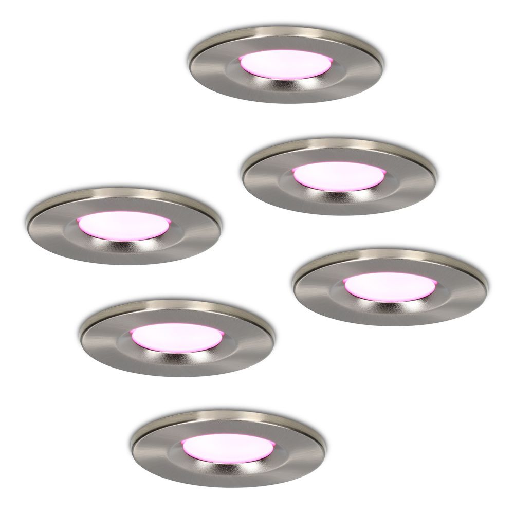 Set van 6 Venezia Smart inbouwspots - IP65 waterdicht - 6 Watt 450 lumen - Wifi + Bluetooth - RGBWW - Google Home
