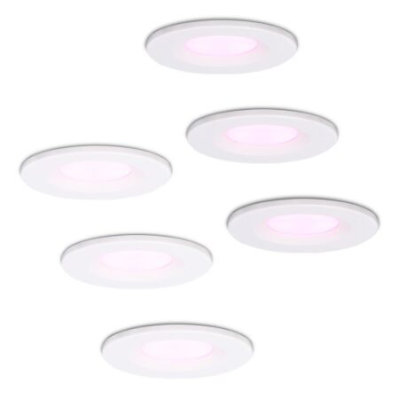 Set van 6 Venezia Smart inbouwspots - IP65 waterdicht - 6 Watt 450 lumen - Wifi + Bluetooth - RGBWW - Google Home