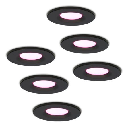 Set van 6 Venezia Smart inbouwspots - IP65 waterdicht - 6 Watt 450 lumen - Wifi + Bluetooth - RGBWW - Google Home