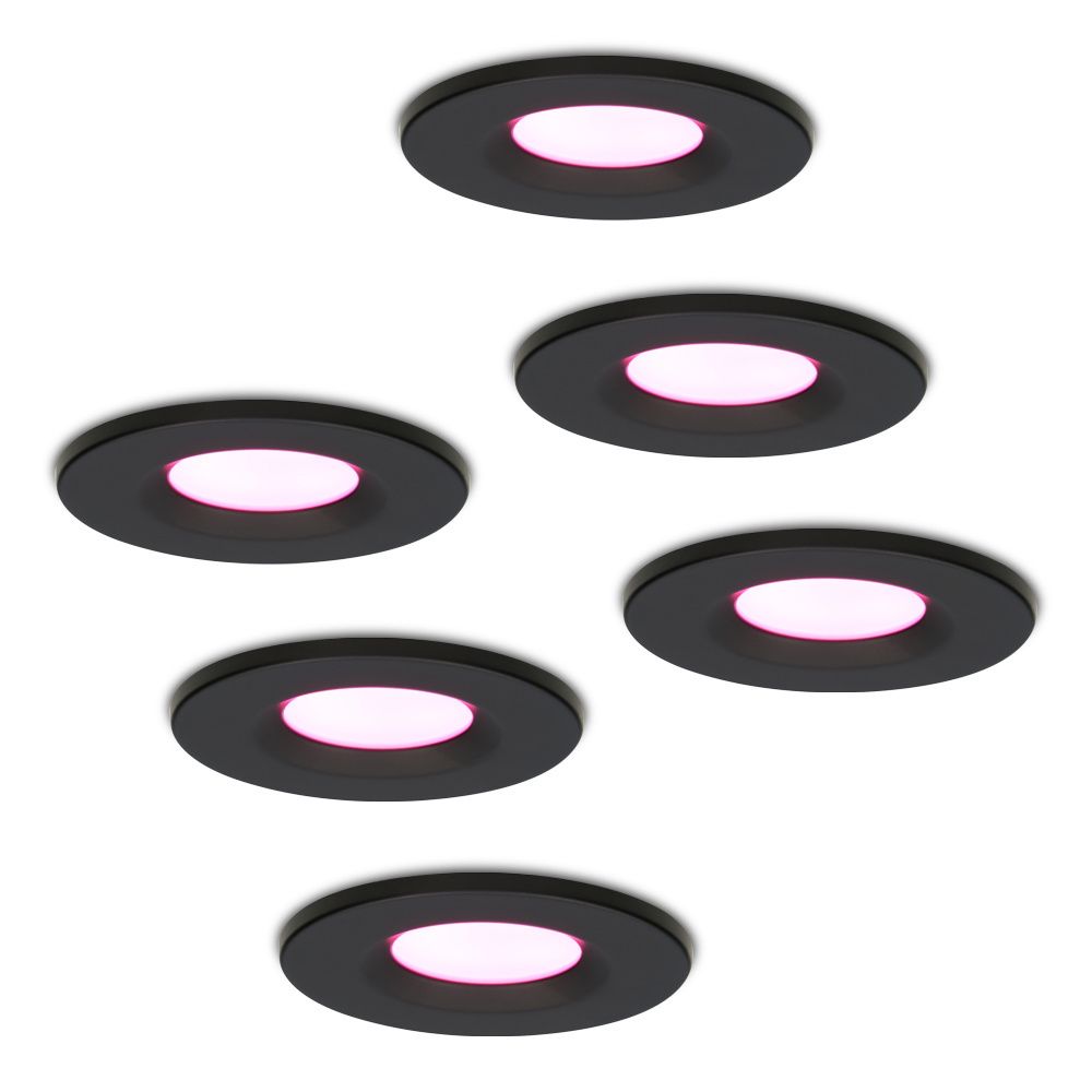 Set van 6 Venezia Smart inbouwspots - IP65 waterdicht - 6 Watt 450 lumen - Wifi + Bluetooth - RGBWW - Google Home