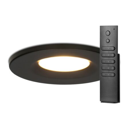Set van 6 stuks dimbare LED inbouwspots zwart Venezia 6 Watt 2700K IP65 incl. afstandsbediening | HOFTRONIC
